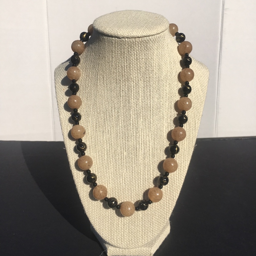 Tan and Black Beads Necklace